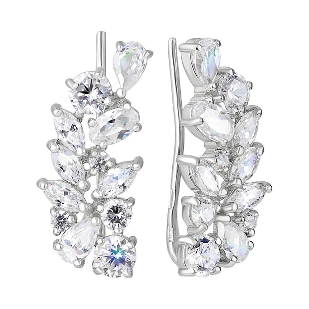 Серебряные серьги с фианитом № 126949