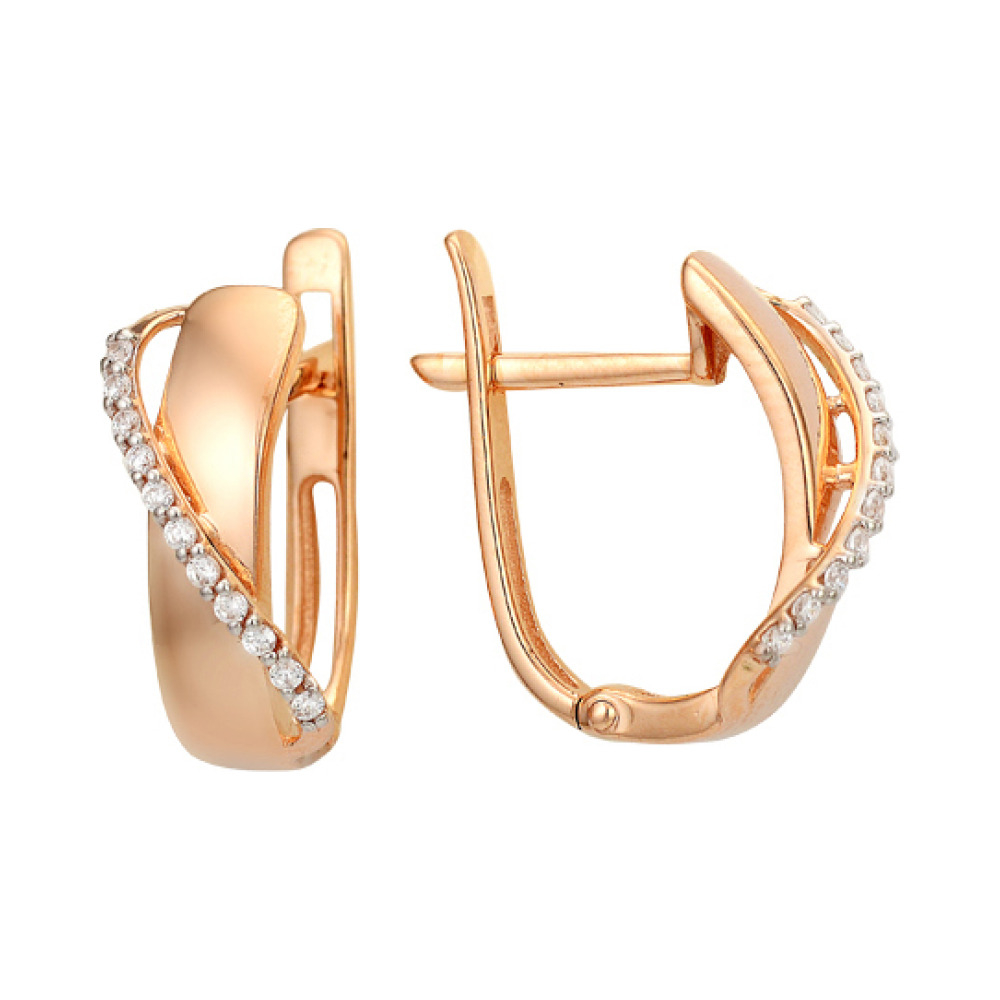 Золотые серьги с фианитом № 141165