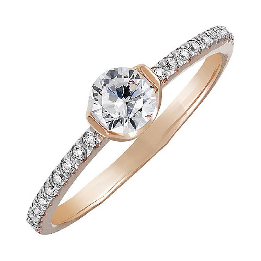 Золотое кольцо с фианитом № 136024