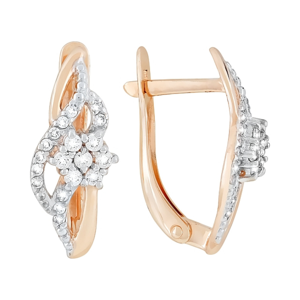 Золотые серьги с фианитами № 119023