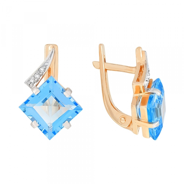 Золотые серьги с топазом и фианитом № 83158