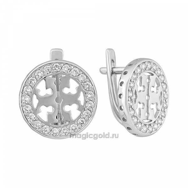 Золотые серьги с бриллиантом № 141589