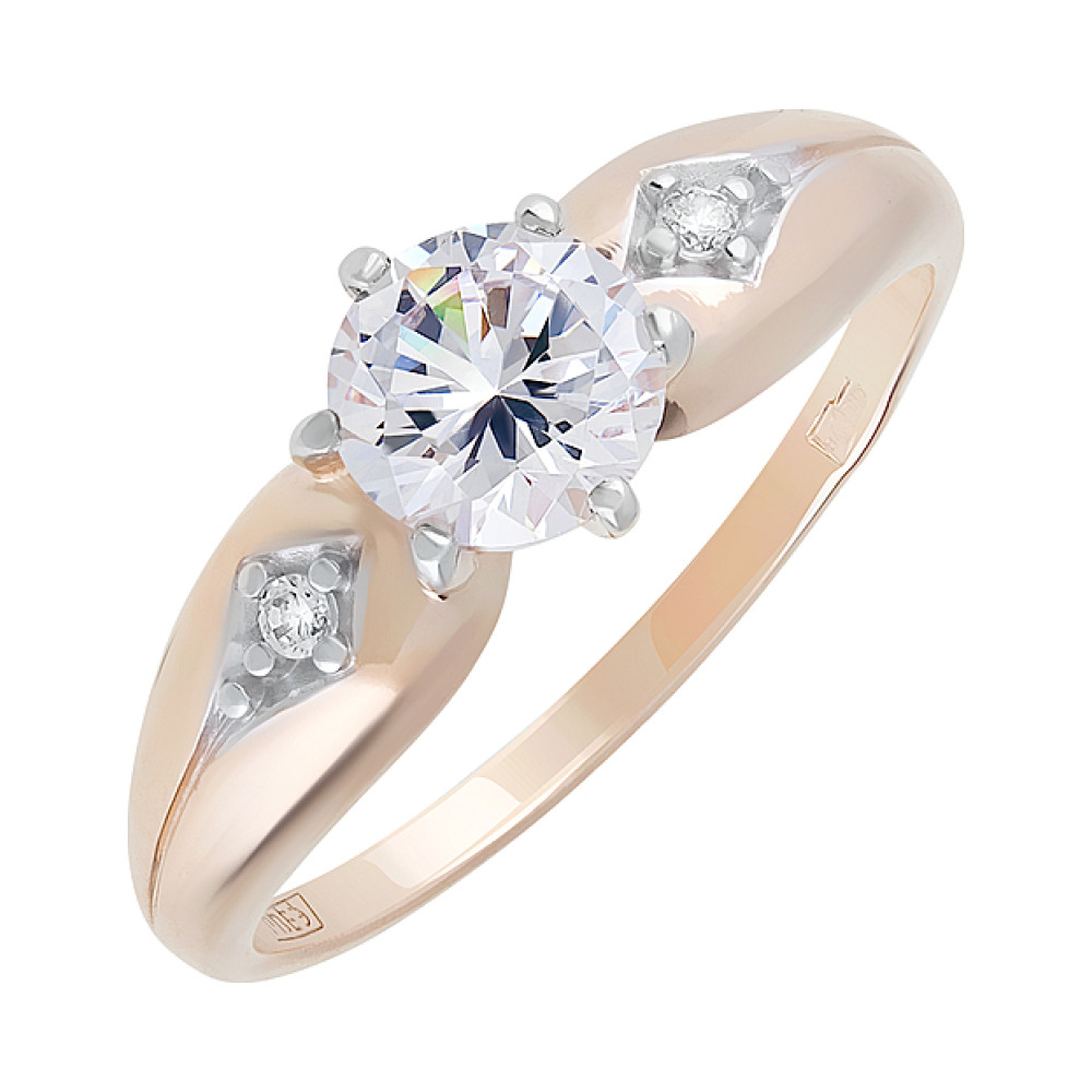 Золотое кольцо с фианитами № 128419