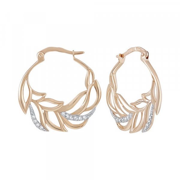 Золотые серьги с фианитом № 135155