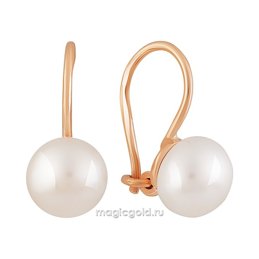 Золотые серьги с жемчугом № 163813