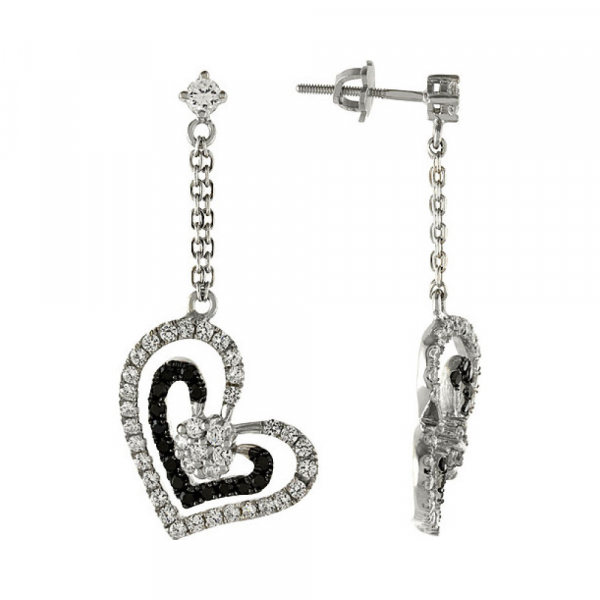 Серебряные серьги с фианитом № 83210