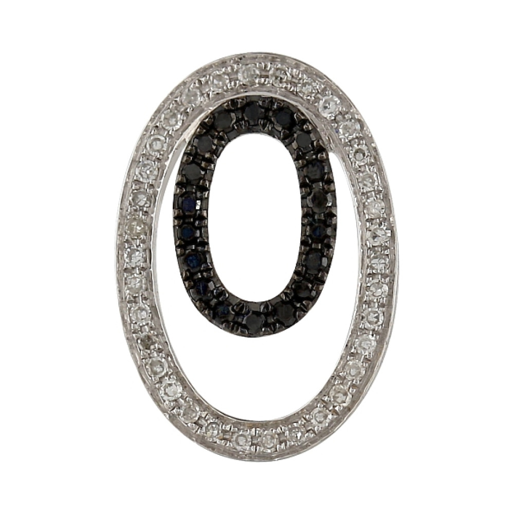 Золотая подвеска с чёрными и белыми бриллиантами № 107034