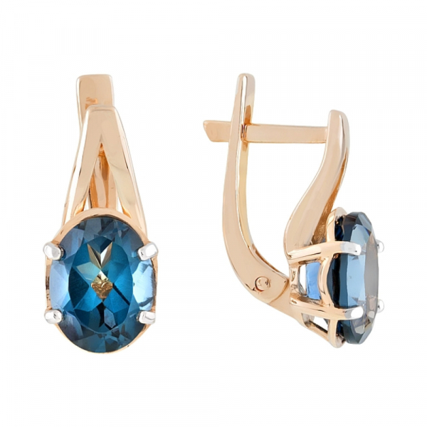 Золотые серьги с топазом № 110968