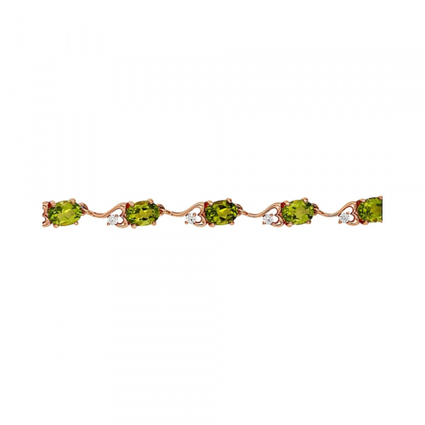 Золотой браслет с хризолитом и фианитом № 62950