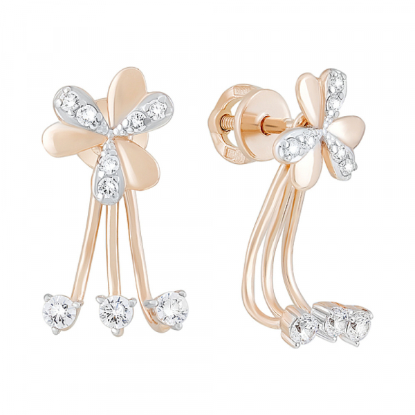 Золотые серьги с фианитами № 126782