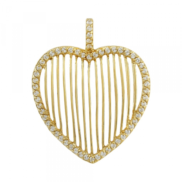 Серебряная подвеска с фианитом и золотым покрытием № 106282