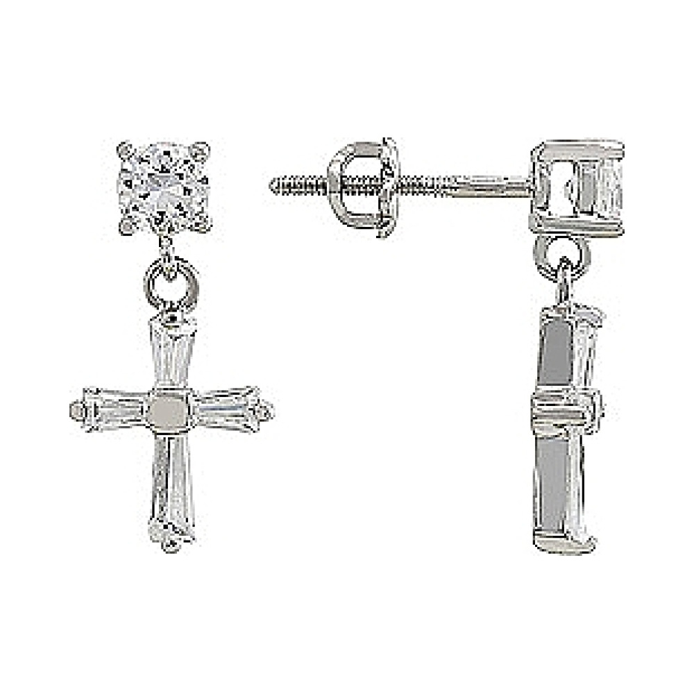 Серебряные серьги с фианитом № 80406