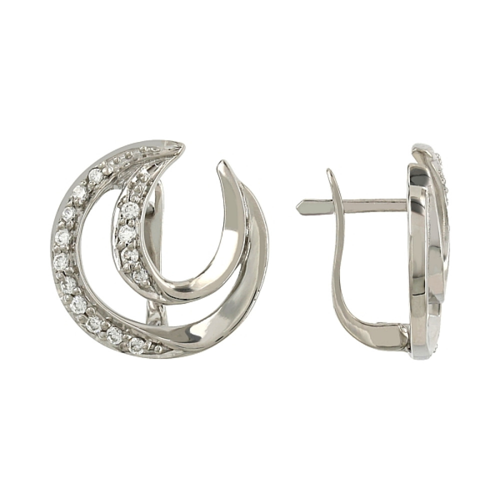 Серебряные серьги с фианитами № 106309