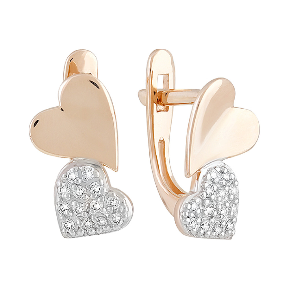 Золотые серьги с фианитами № 128781