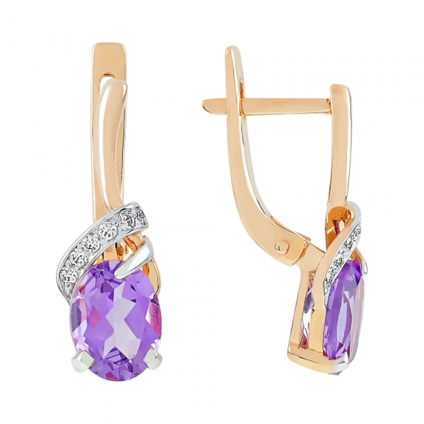 Серьги с аметистом и фианитом № 79622