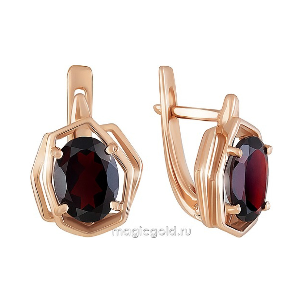 Золотые серьги с гранатом № 159643