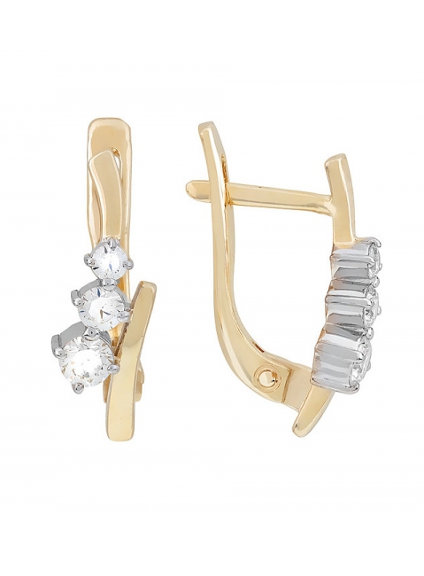 Золотые серьги с бриллиантом № 113958