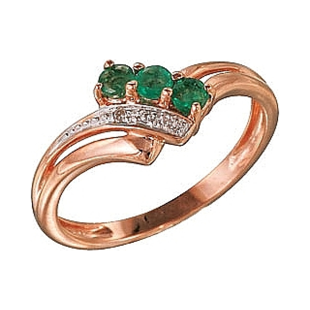 Кольцо с бриллиантом и изумрудом № 7231