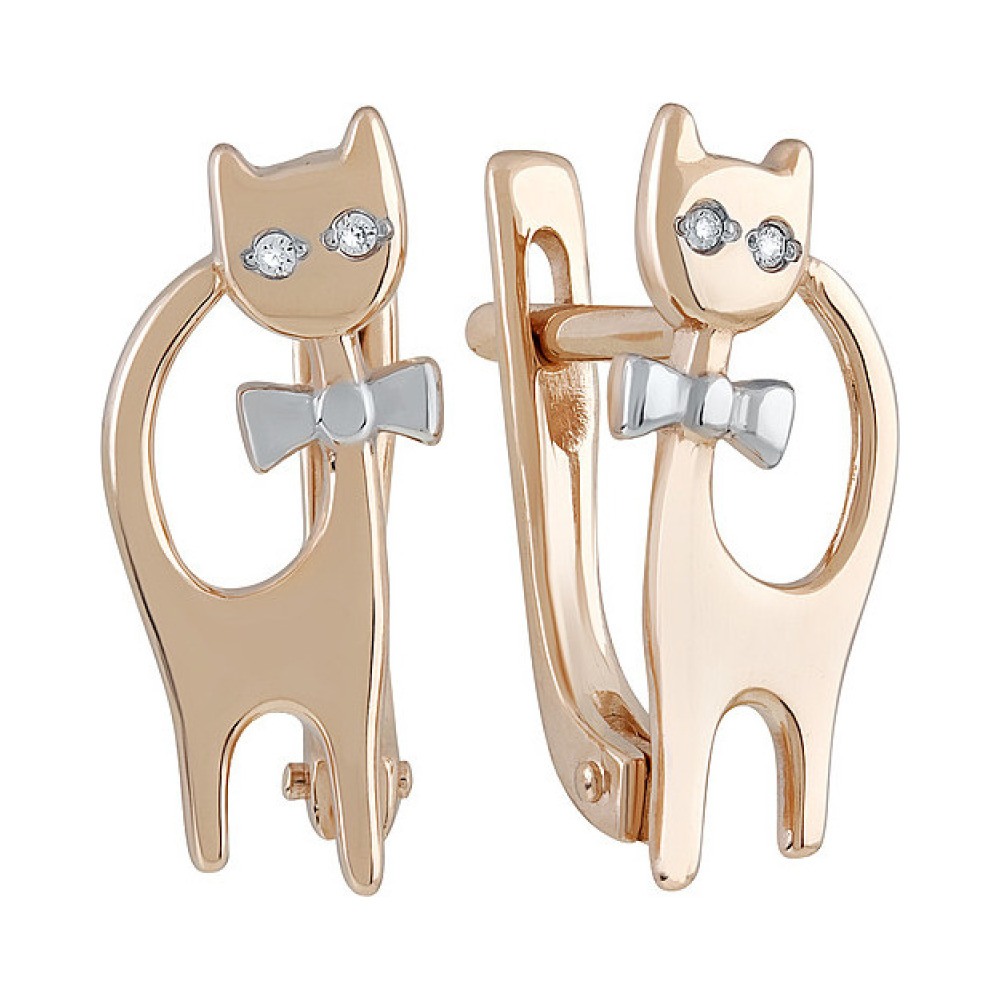 Золотые серьги с фианитом № 134329