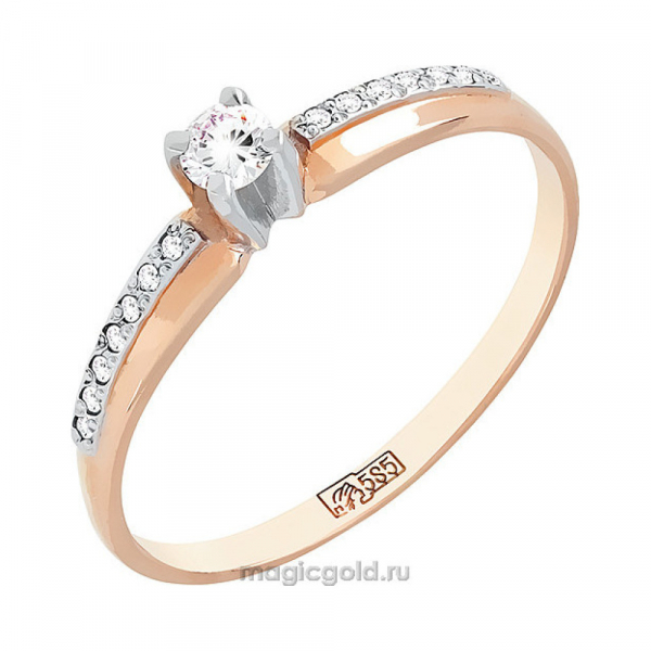 Золотое кольцо с бриллиантом № 121884