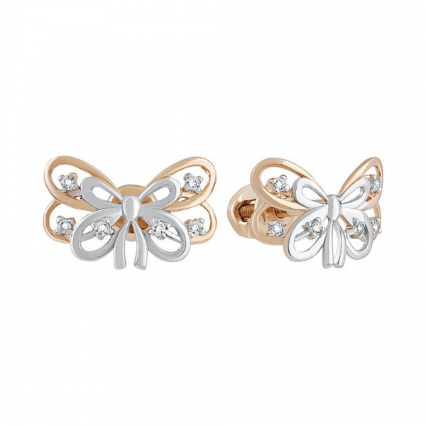 Золотые серьги с фианитом № 135213