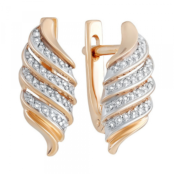 Золотые серьги с бриллиантом № 128722