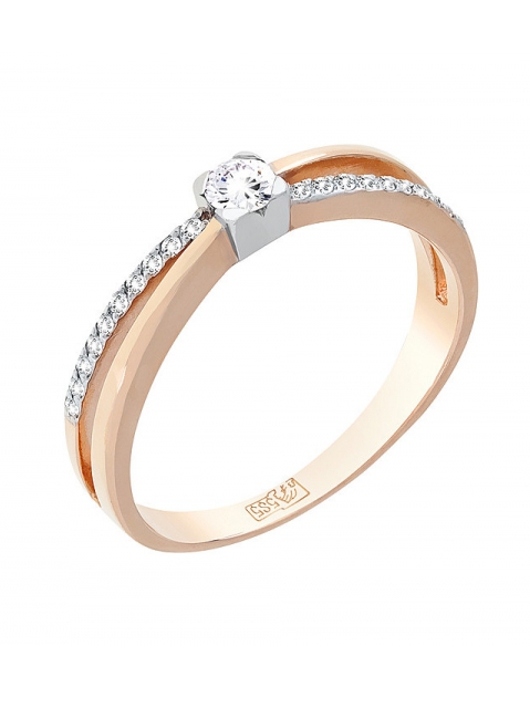 Золотое кольцо с бриллиантом № 117031