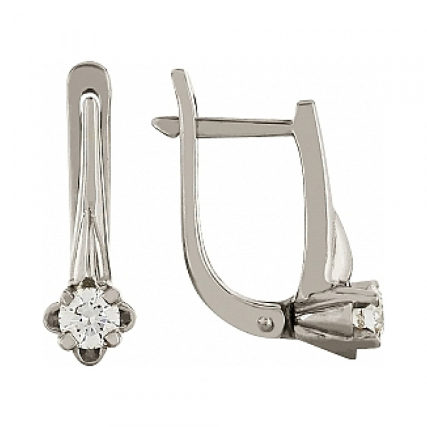 Золотые серьги с бриллиантом № 112909