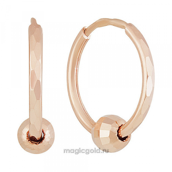 Золотые серьги без камня с алмазкой № 159868