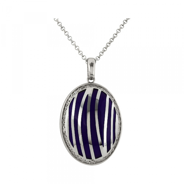 Серебряное колье с фианитом и каучуком № 99416