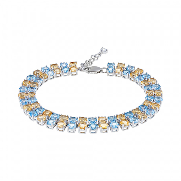 Серебряный браслет с полудраг. вставками и фианитом № 127955