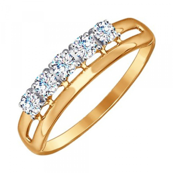 Золотое кольцо с фианитом № 142588