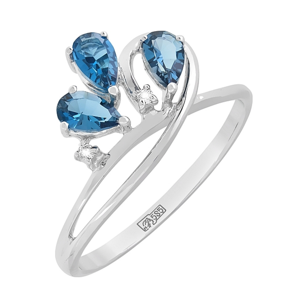 Золотое кольцо с бриллиантом и топазом № 113747