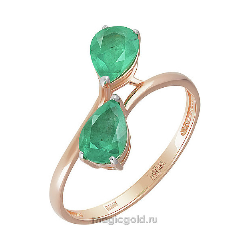 Золотое кольцо с изумрудом № 159103