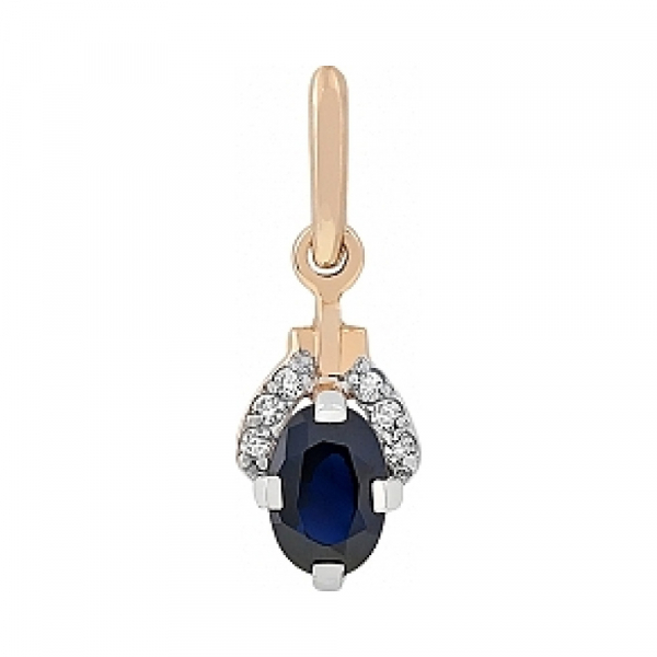 Золотая подвеска с бриллиантом и сапфиром № 113138