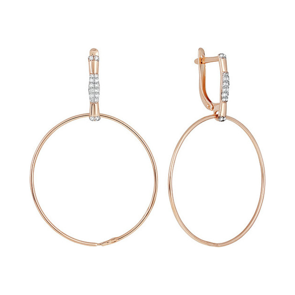 Золотые серьги с фианитом № 137146