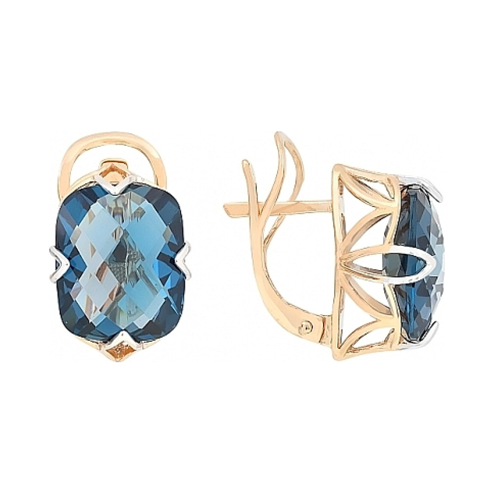 Золотые серьги с топазом № 107563