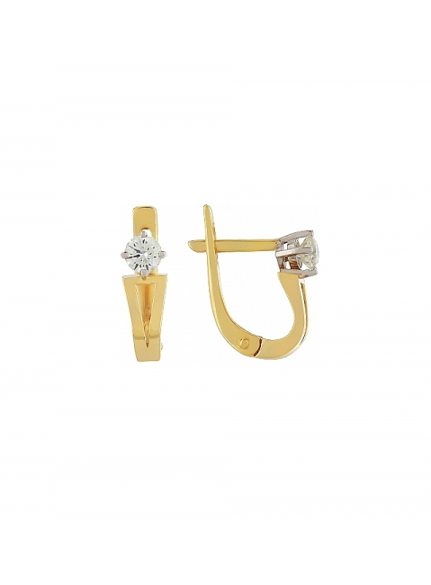 Золотые серьги с бриллиантом № 108857