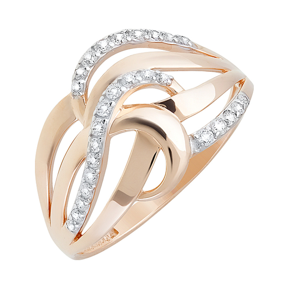 Золотое кольцо с фианитами № 126664