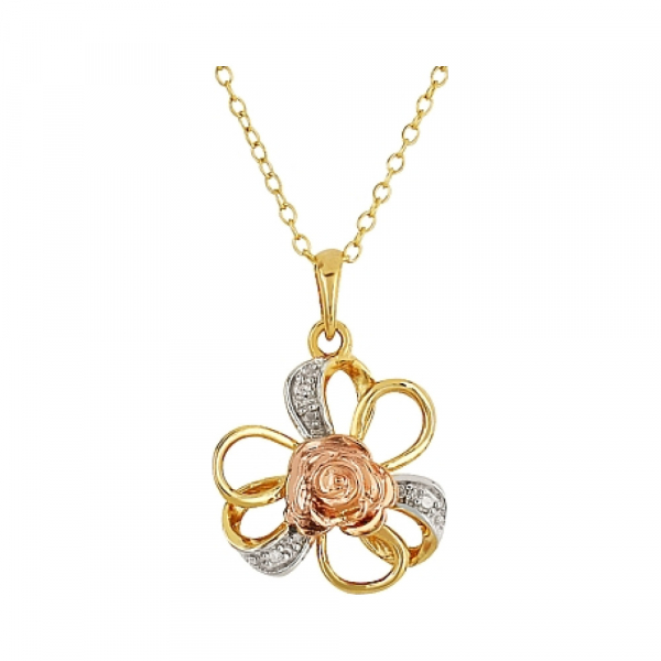 Серебряное колье с фианитом и золотым покрытием № 96547