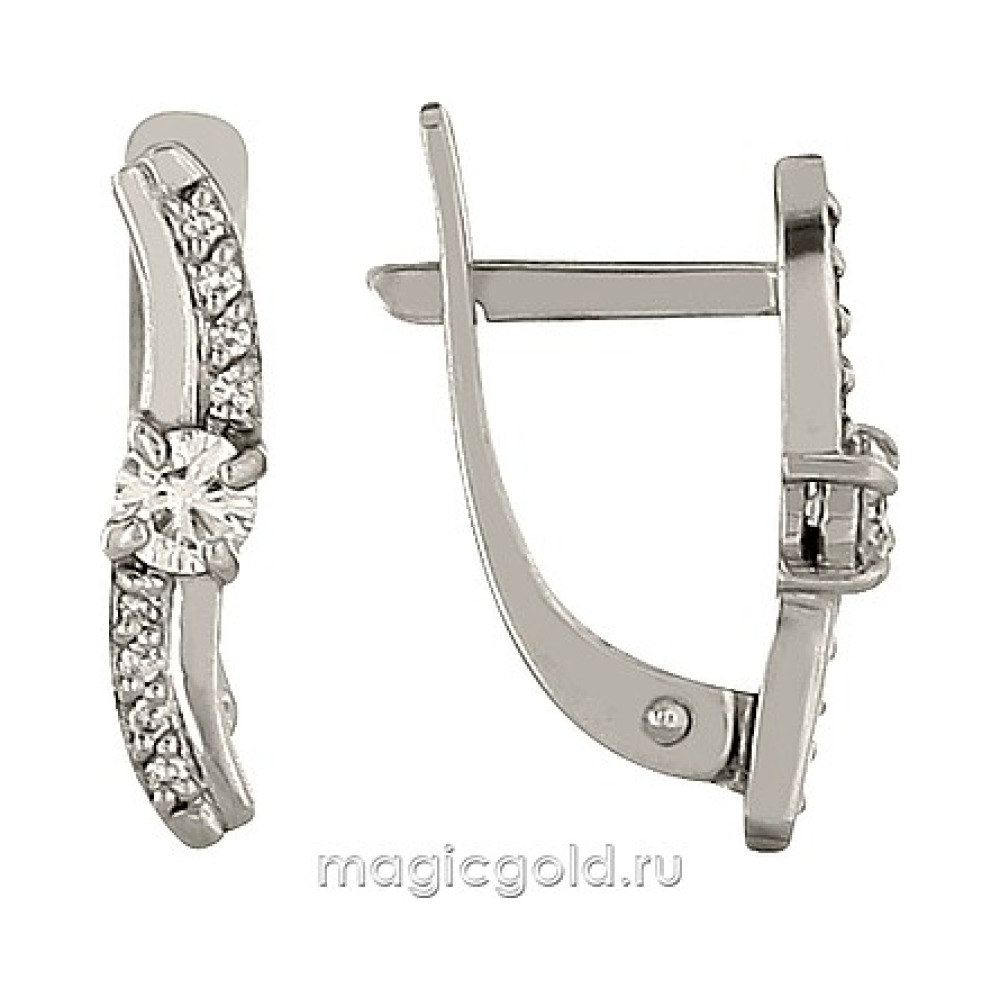 Золотые серьги с бриллиантом № 160057