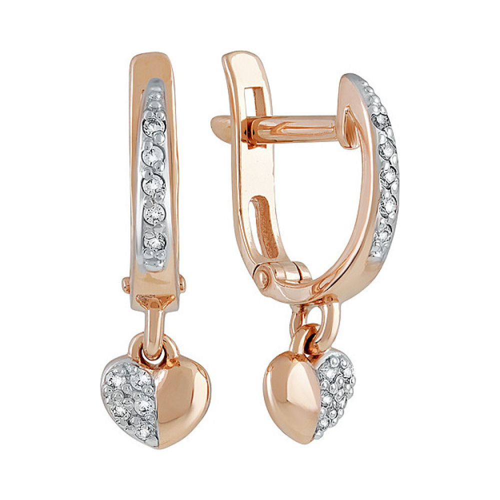 Золотые серьги с фианитом № 136989