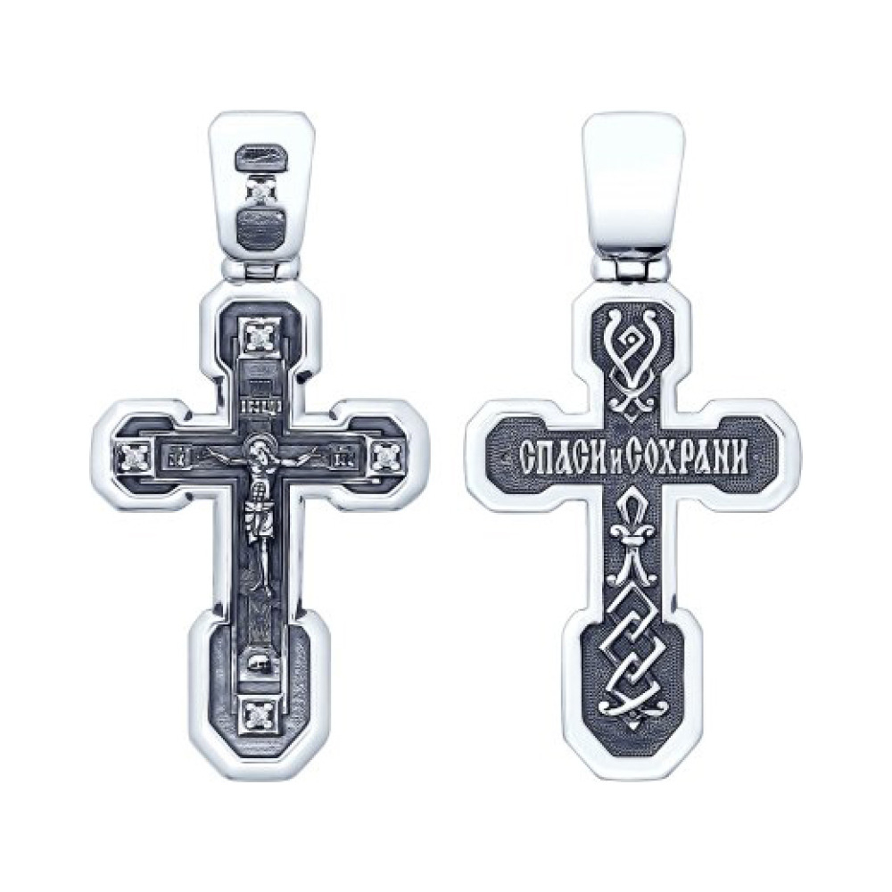 Серебряная подвеска с фианитом и черным покрытием № 159830