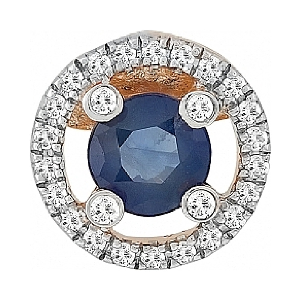 Золотая подвеска с бриллиантом и сапфиром № 114900