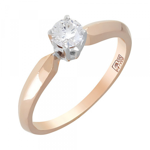 Золотое кольцо с бриллиантом № 78161