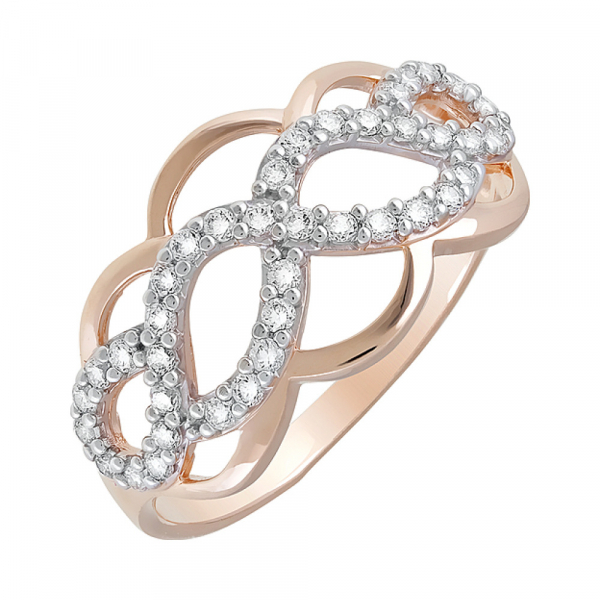 Золотое кольцо с фианитами № 123837