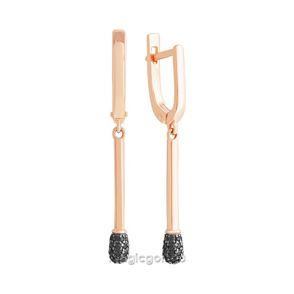 Золотые серьги с фианитом № 172134