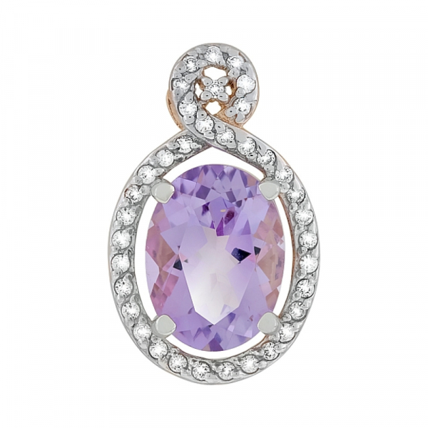 Золотая подвеска с аметистом и фианитом № 118912