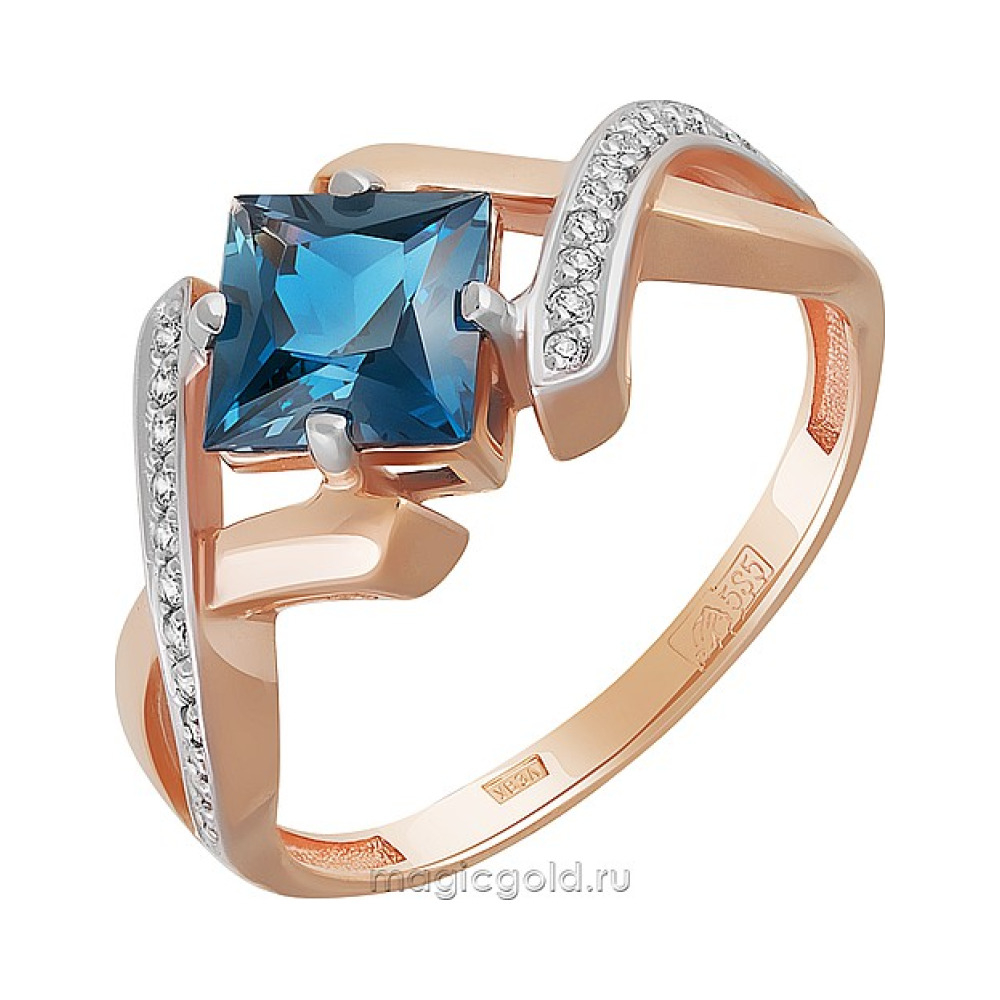Золотое кольцо с топазом и фианитом № 164437