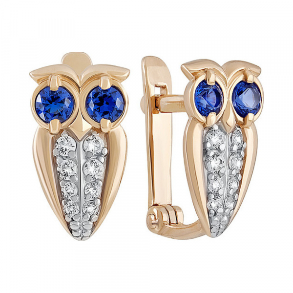 Золотые серьги с фианитом № 135167